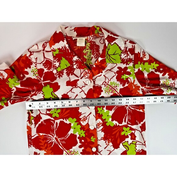 Vintage Lightning Bolt Hawaiian Shirt Womens Small 70s Red Hibiscus Aloha Surf - Picture 8 of 13